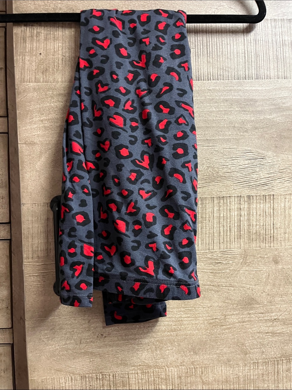 Gray and Red Leopard Print Leggings